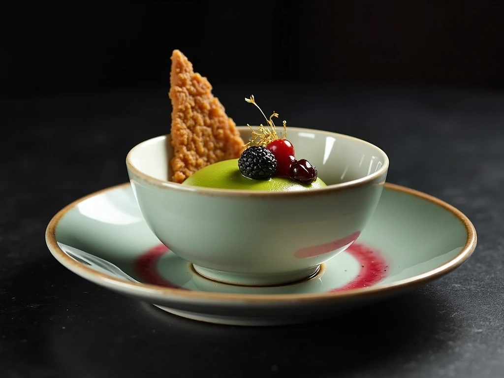 Matcha and white chocolate dessert